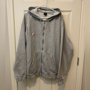 Nike Pittsburgh Steelers Zip Up hoodie Grey Print Logo Men's Size XL